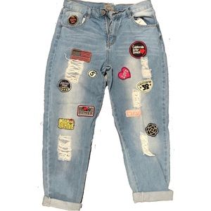 NWOT Patched Boyfriend Jeans
